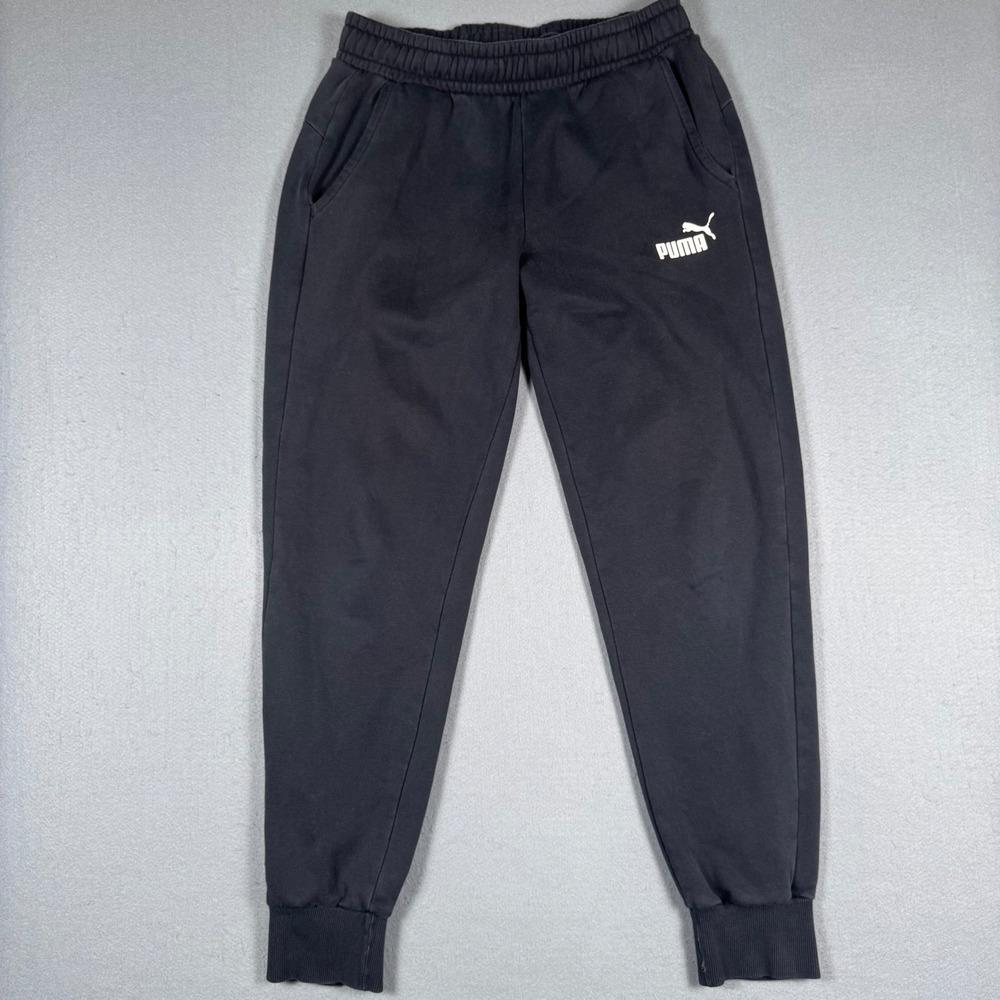 Puma Sweatpants Mens Medium Black Jogger Athletic Gym Lounge Pants Classic Logo